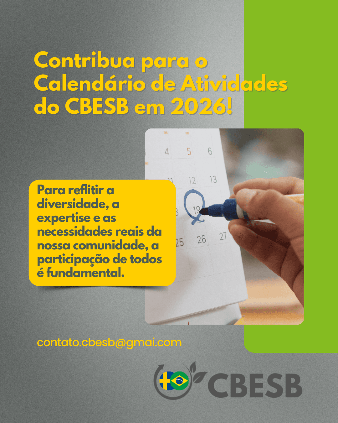 📅 Contribua para o Calendário de Atividades do CBESB em 2026!